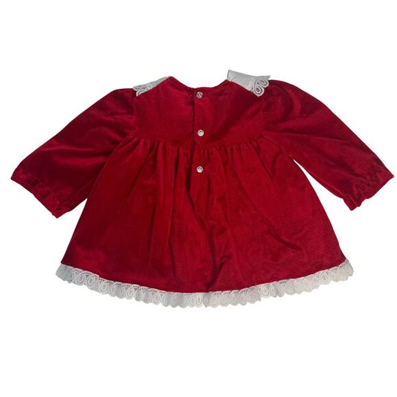 Vintage Winnie the Pooh Red Baby Dress 18M Lace Trim Made in USA - Picture 3 of 6